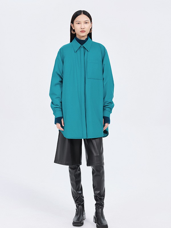 尹默IMMOBILE2021秋冬季绿色宽松衬衫