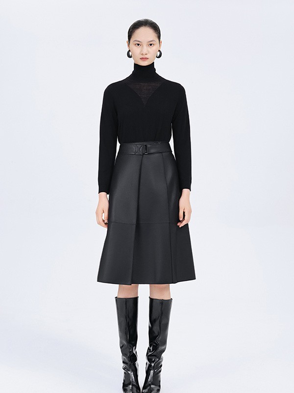 尹默IMMOBILE2021秋冬季黑色高领针织衫