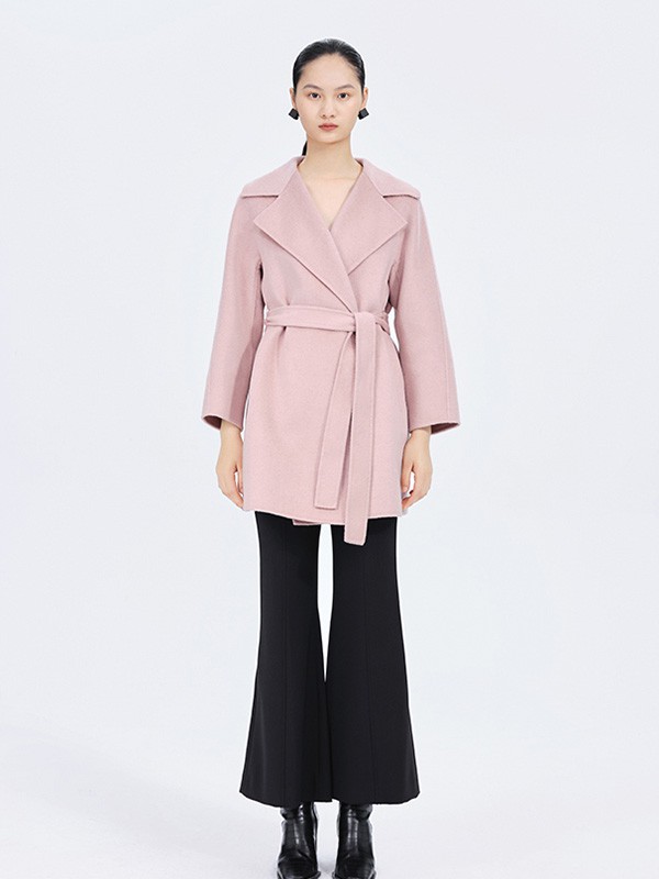 尹默IMMOBILE2021秋冬季粉色纯色大衣