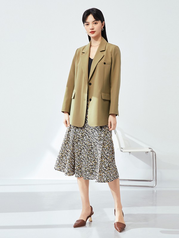 Pure:Moment:2021春季绿色纯色西装