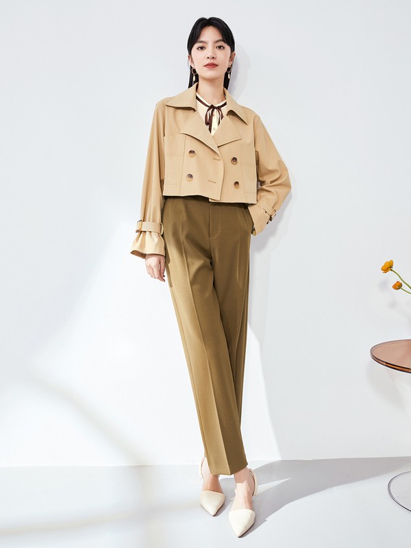 Pure:Moment:2021春季卡其色高腰外套