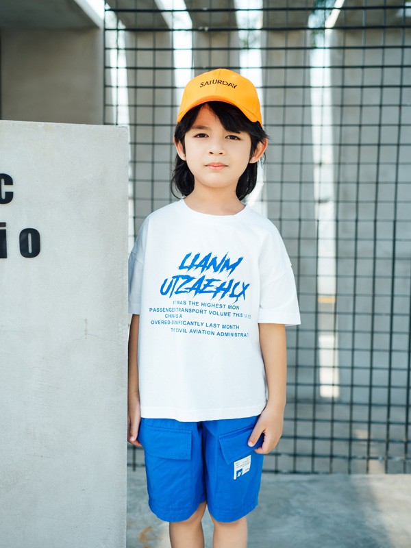 迪士汤姆童装2021春夏季白色字母T恤