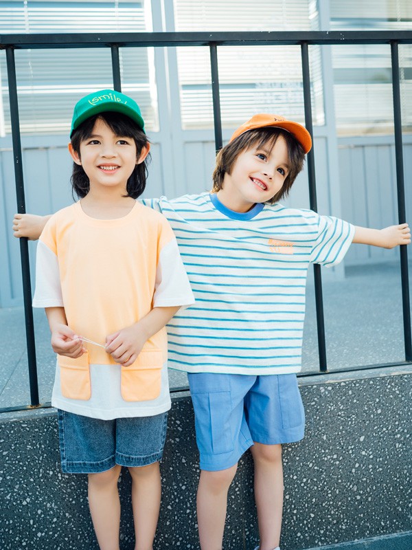 迪士汤姆2021春夏季蓝色条纹T恤