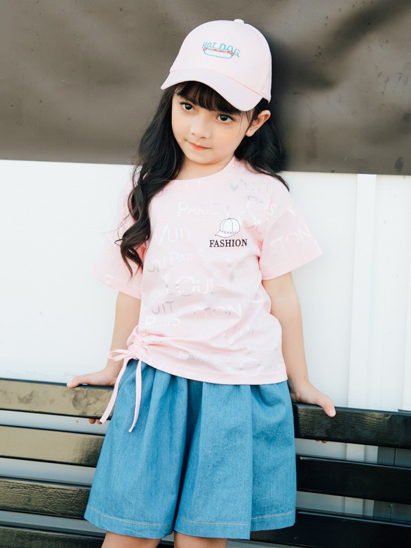 迪士汤姆2021春夏季粉色印花T恤