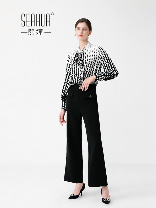 熙嬅2021春夏季白色印花衬衫