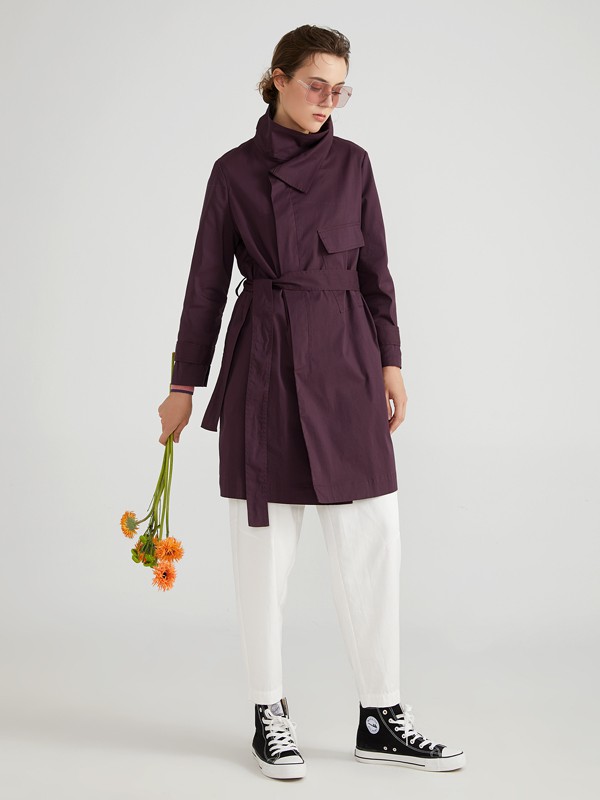 墨曲2021春夏季紫色纯色外套