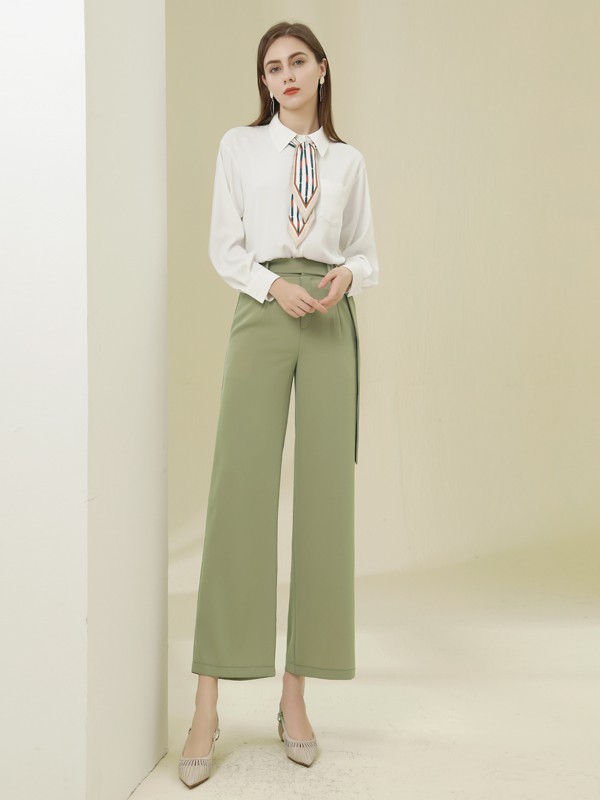 爱依莲2021春夏季白色纯色衬衫