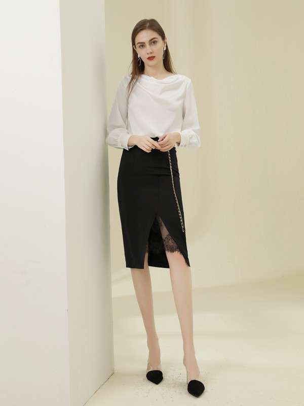 爱依莲2021春夏季白色纯色上衣