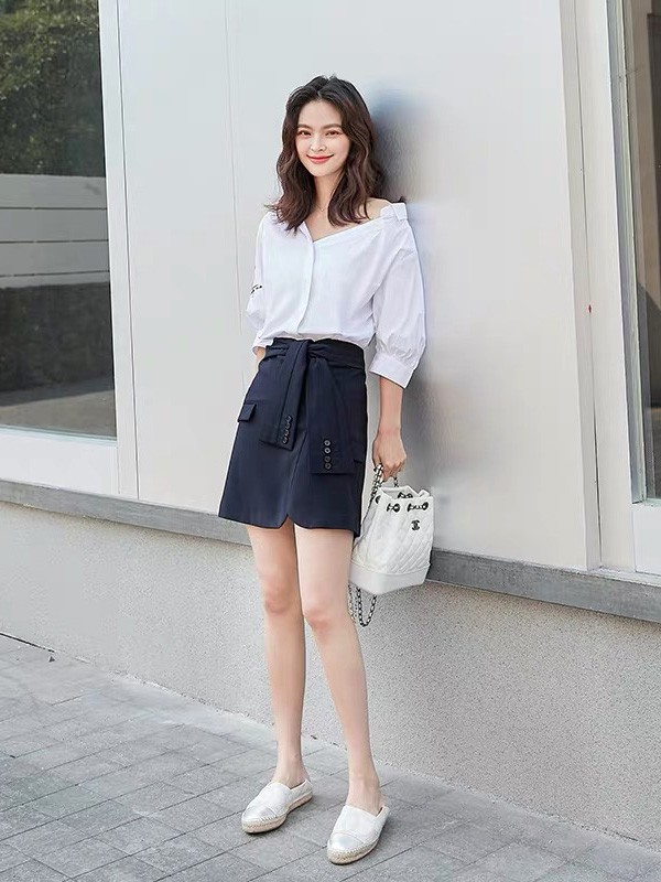 藏九2021春夏季白色纯色衬衫