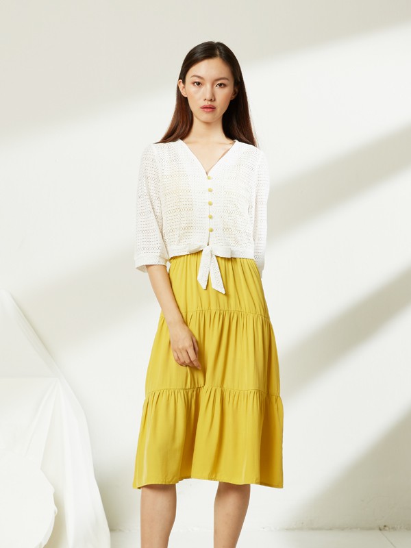 曈行2021春夏季黄色纯色吊带裙