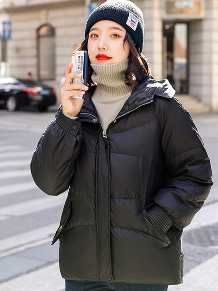 纳兰羽女装2020秋冬季黑色纯色羽绒服