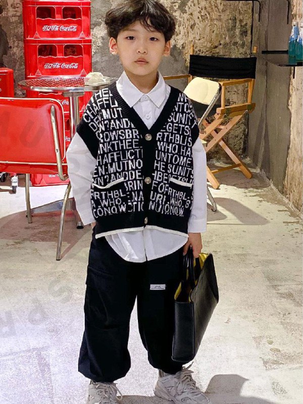 哈沐2021春夏季黑色提花马夹