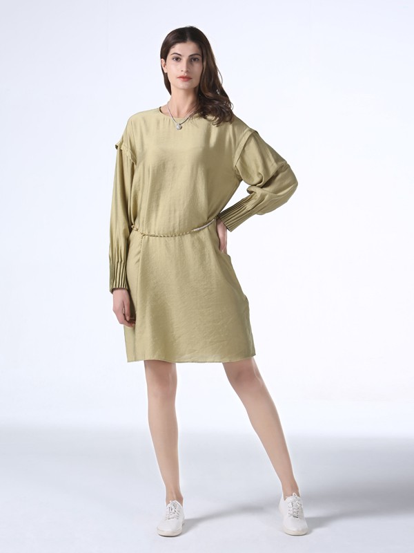 VesperLynd女装2021春夏季绿色宽松连衣裙