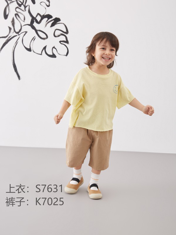 莫小汐2021春夏季黄色印花T恤