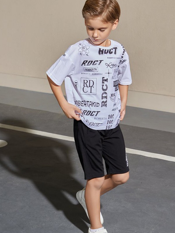 诺贝达2021春夏季白色印花T恤