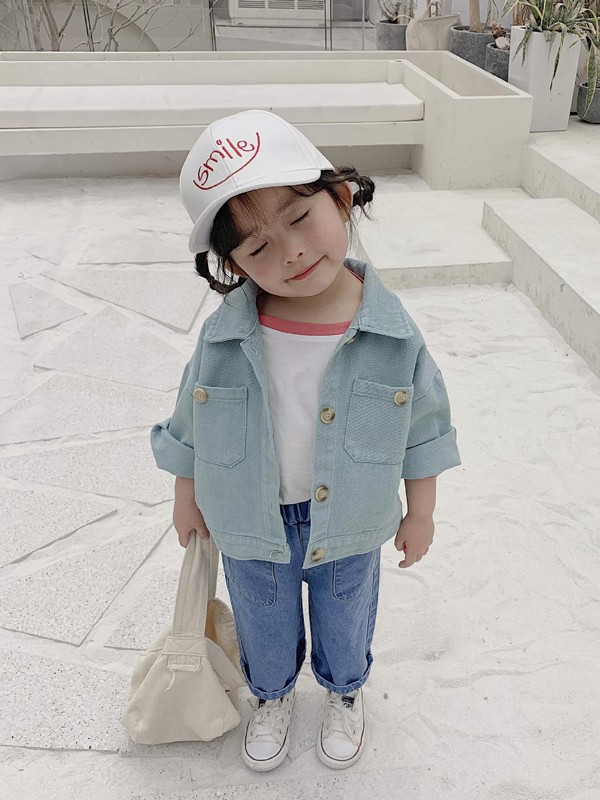 宾果童话2021春夏季浅蓝色纯色外套