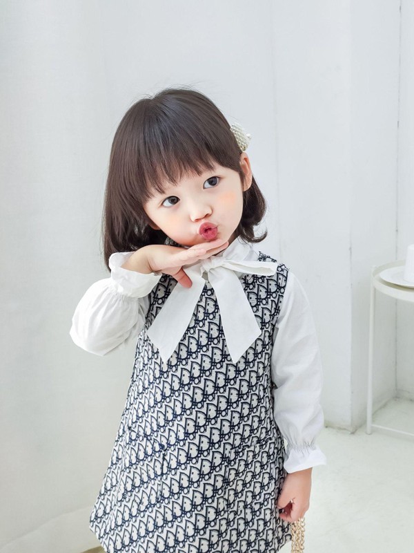 宾果童话2021春夏季白色印花连衣裙