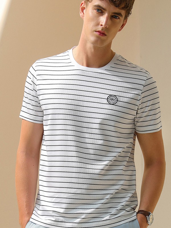 爱迪丹顿2021春夏季白色条纹T恤