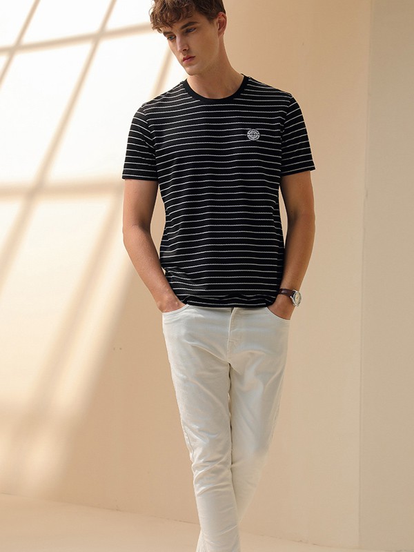 爱迪丹顿2021春夏季黑色格子T恤