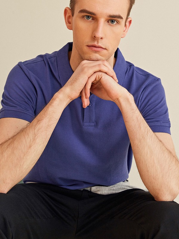 爱迪丹顿2021春夏季紫色纯色polo衫