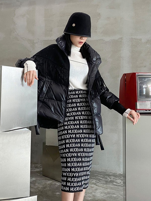 印象主题2020秋冬季黑色纯色羽绒服