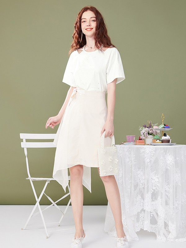 音菲梵2021春夏季白色纯色T恤