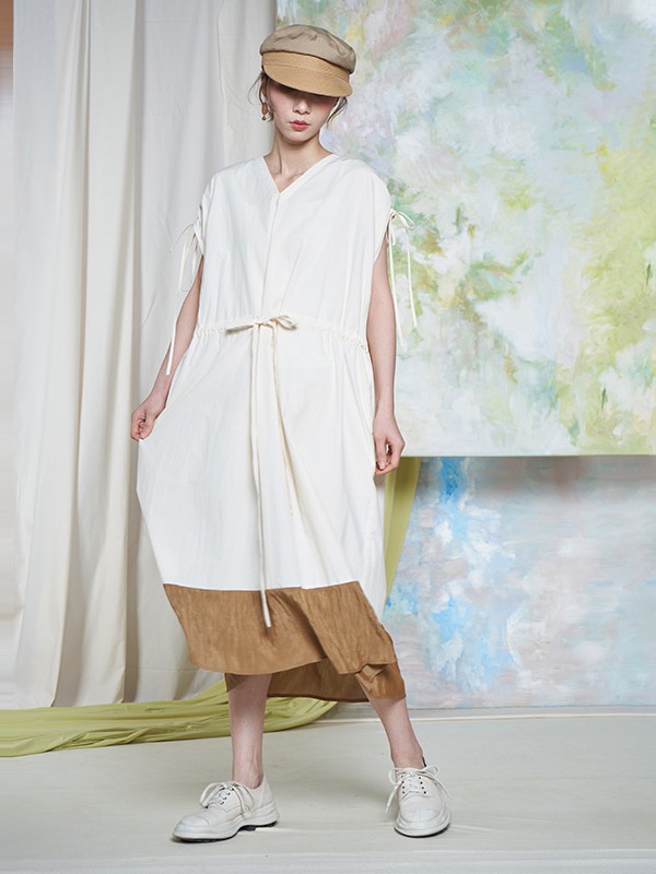 一城画一2021春夏季白色宽松连衣裙