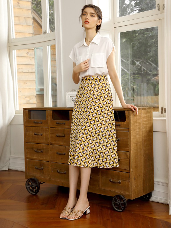 爱依莲2021夏季白色纯色衬衫