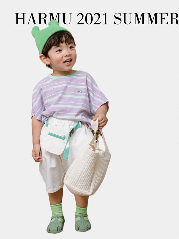 哈沐2021夏季紫色条纹T恤