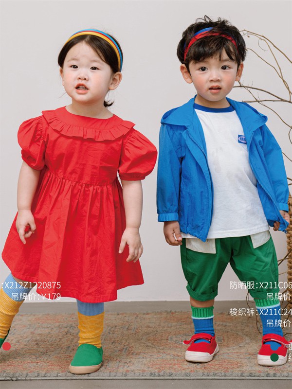 哈沐2021夏季红色泡泡袖连衣裙