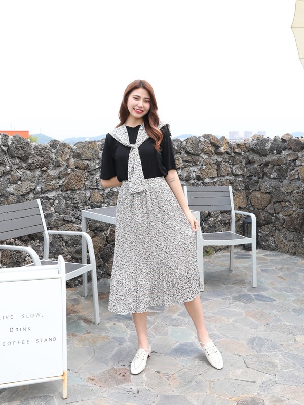 丹比奴女装2021春夏季白色碎花半身裙