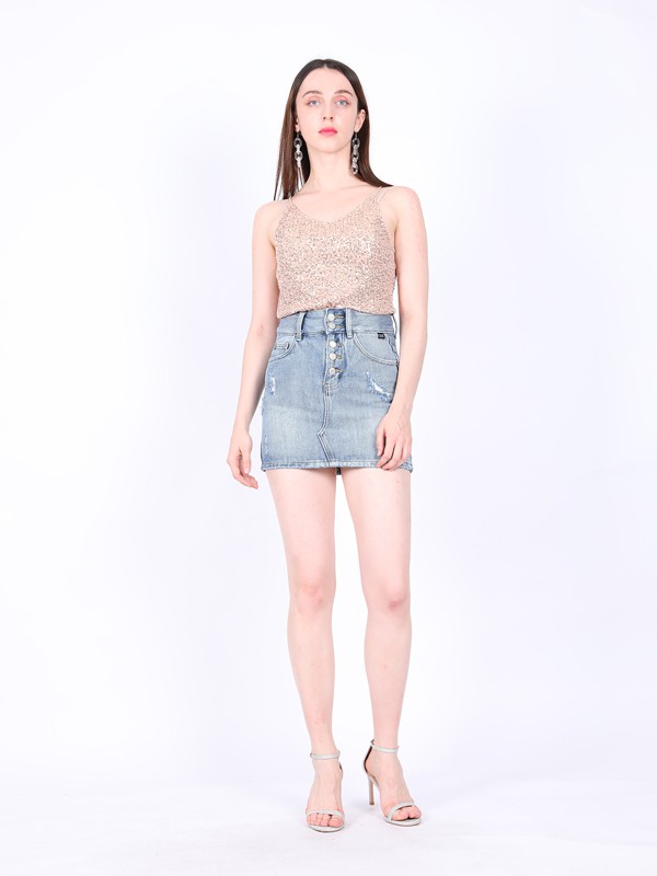 莎斯莱思2021春夏季粉色亮片背心