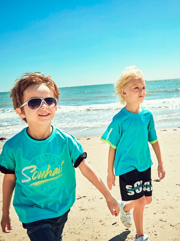 水孩儿2021夏季蓝色印花T恤