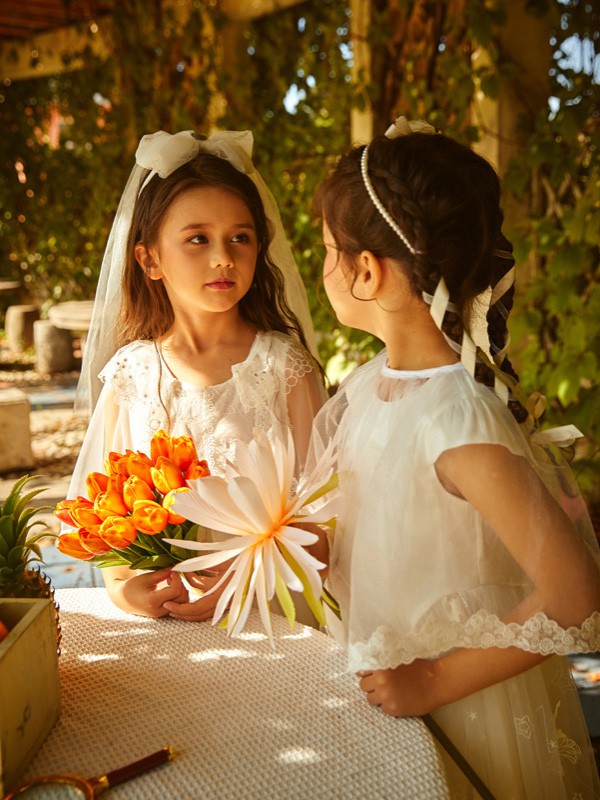 水孩儿2021夏季白色纱网连衣裙