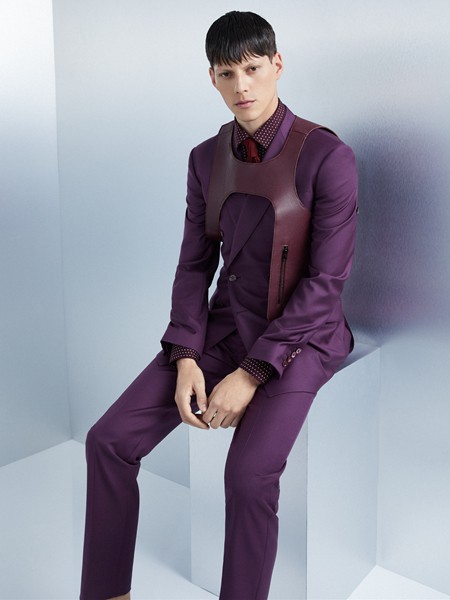 红领2021春夏季紫色纯色西装