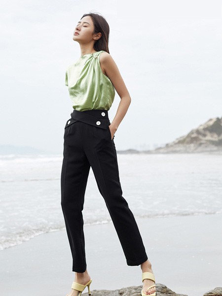 E+vonuol2021春夏季绿色纯色上衣