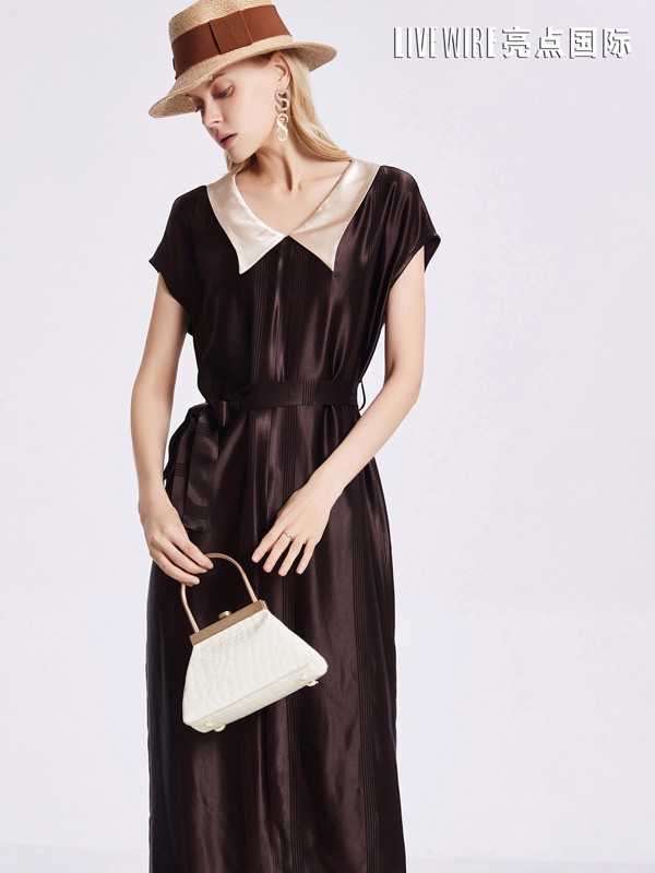 亮点2021夏季莫兰迪色系纯色连衣裙