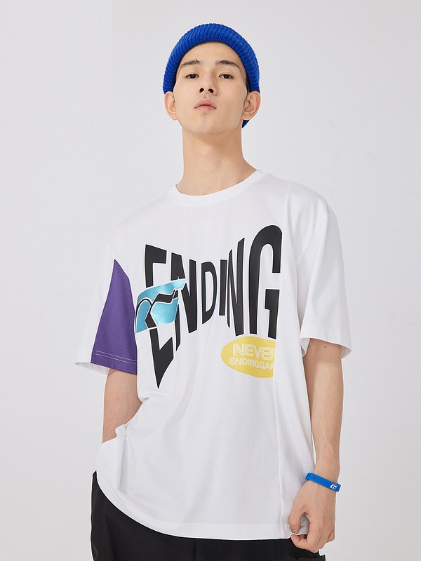 卡宾男装2021春夏季白色印花T恤