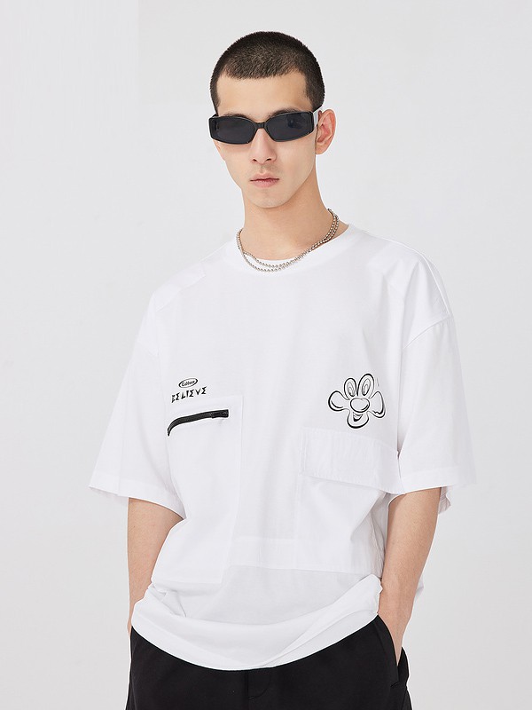 卡宾男装2021春夏季白色印花T恤