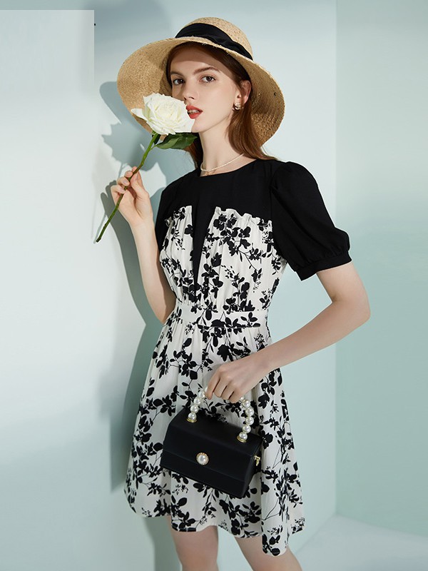 朗文斯汀2021春夏季印花连衣裙