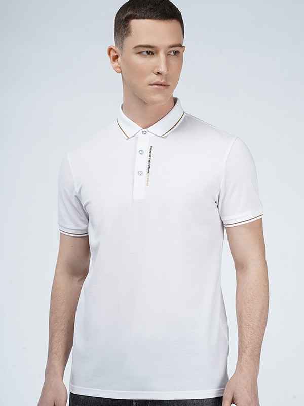 骆豪 2021春夏季白色polo衫