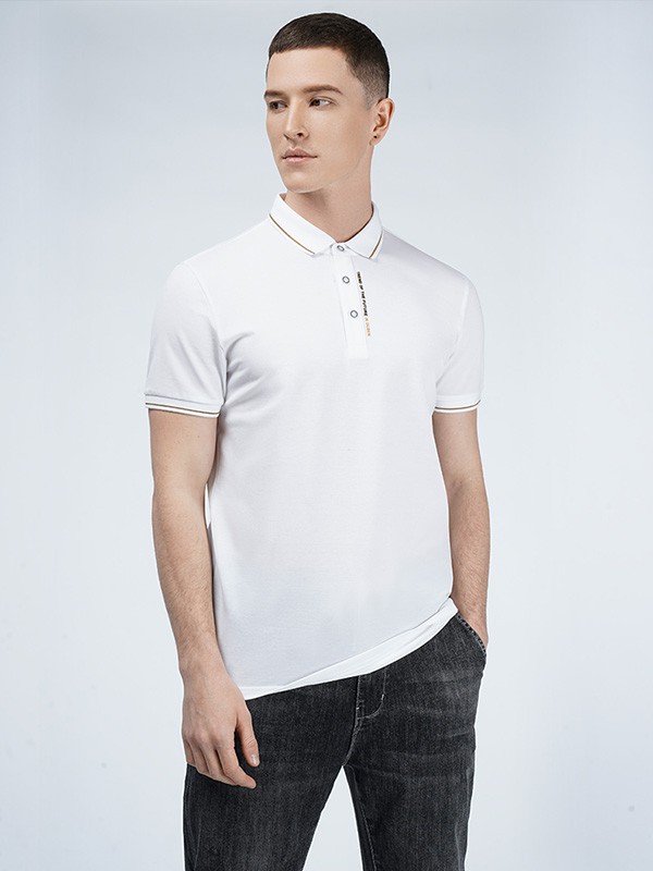 骆豪 2021春夏季白色polo衫