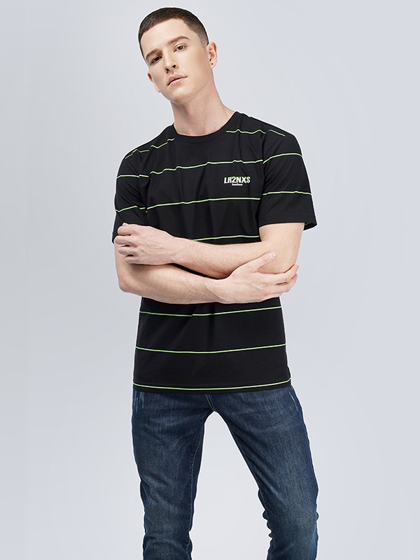 骆豪 2021春夏季红色条纹T恤