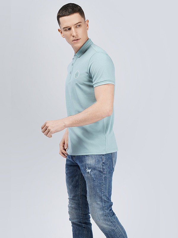 骆豪 2021春夏季抹茶绿印花polo衫