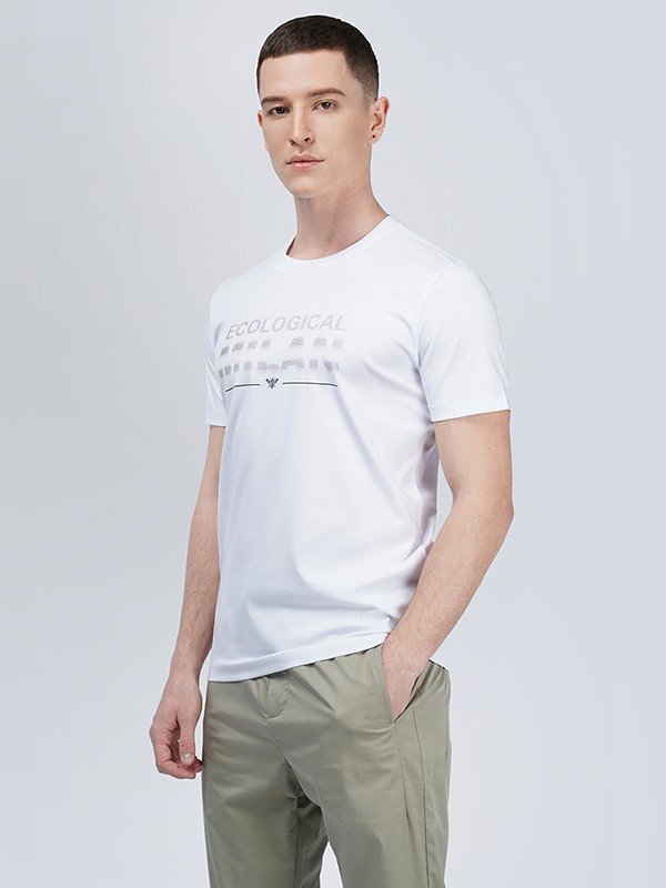 骆豪 2021春夏季白色印花T恤