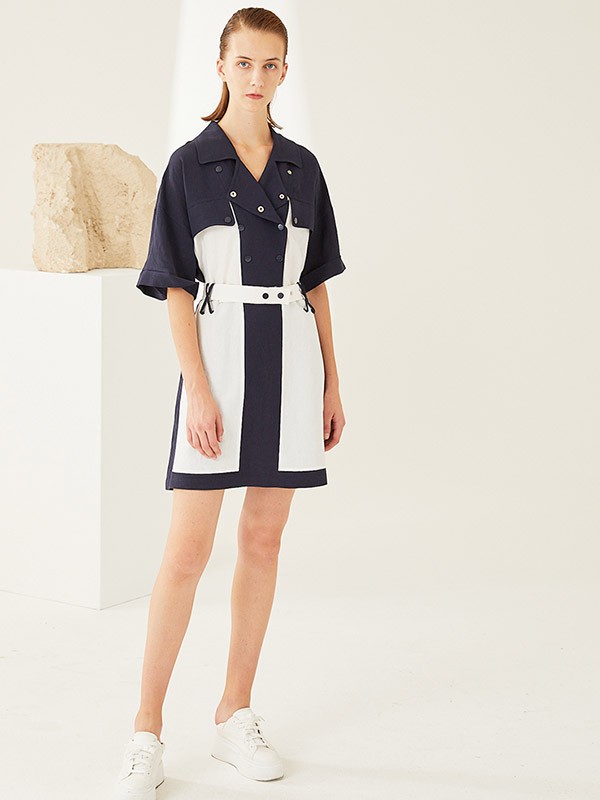 来尔佳昵2021春夏季拼色连衣裙