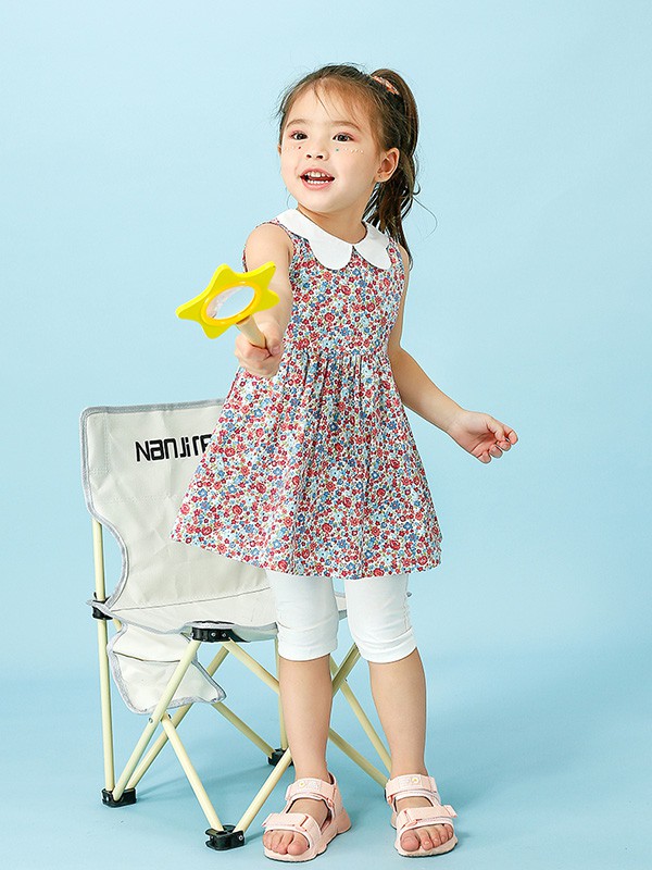 捷米梵2021春夏季白色印花连衣裙