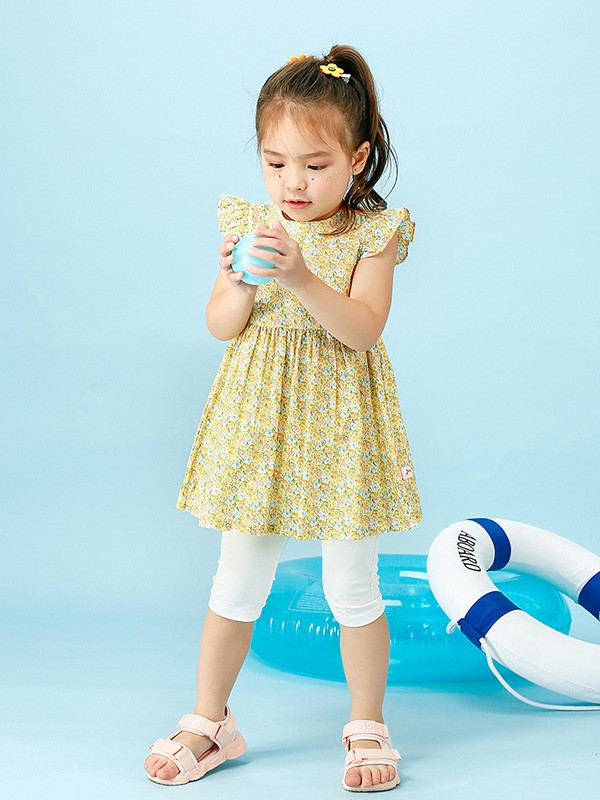 捷米梵童装2021春夏季黄色波点连体衣