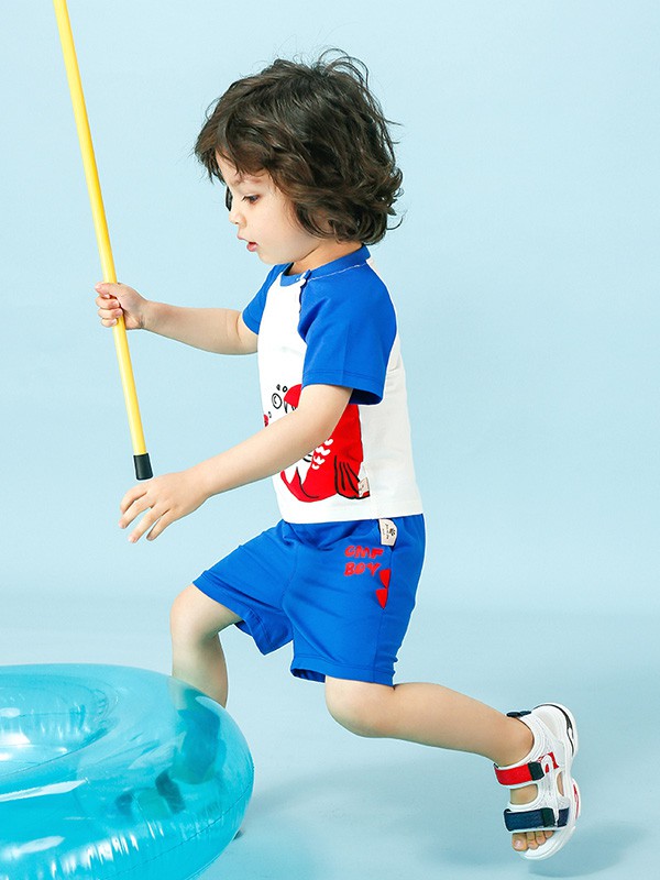 捷米梵童装2021春夏季拼色印花T恤