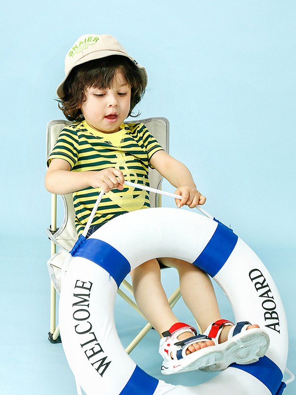 捷米梵童装2021春夏季黄色条纹T恤